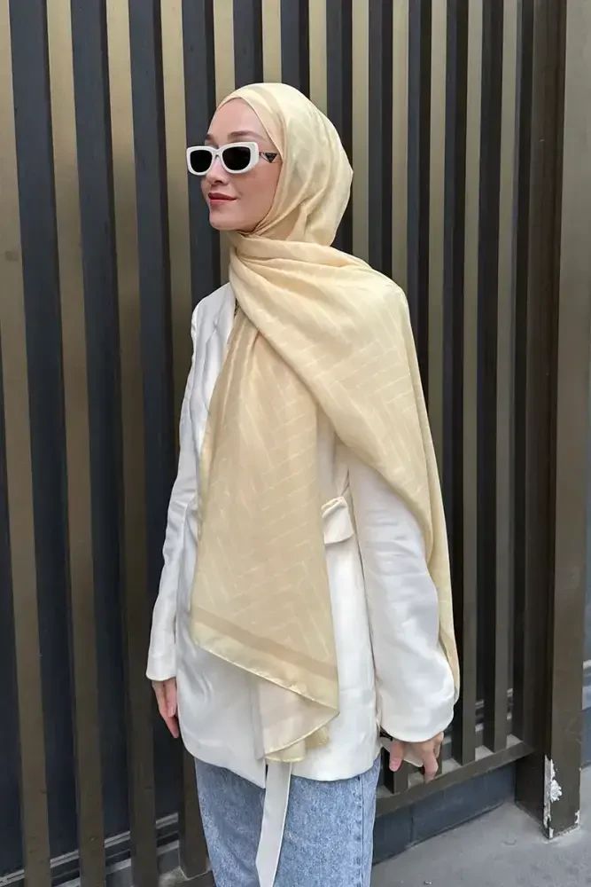 Hyper Zikzak Desen Şal - Sarı - 1