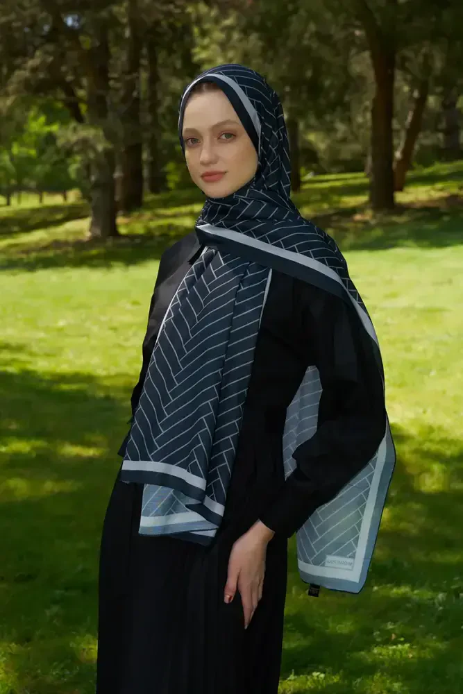 Hyper Zikzak Desen Şal - Siyah - 1