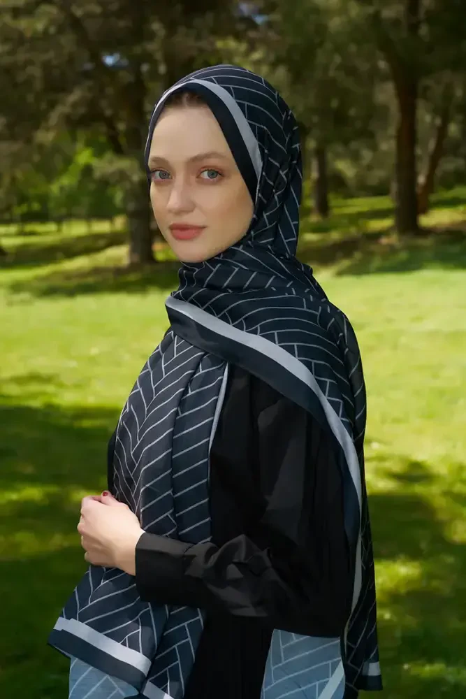 Hyper Zikzak Desen Şal - Siyah - 2