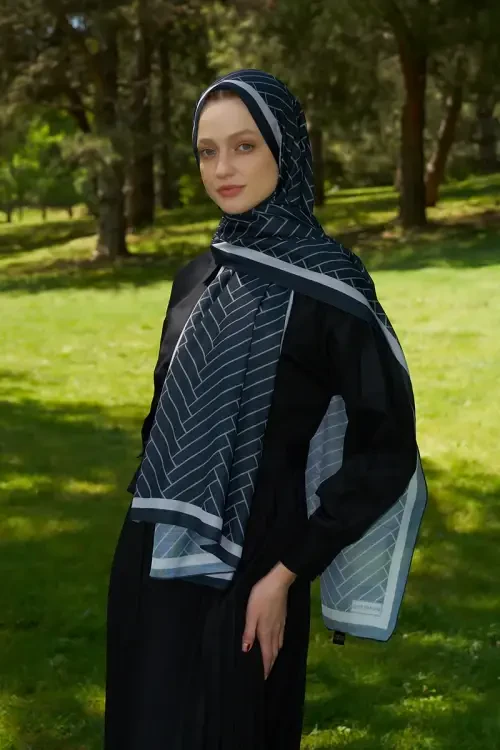 Hyper Zikzak Desen Şal - Siyah 