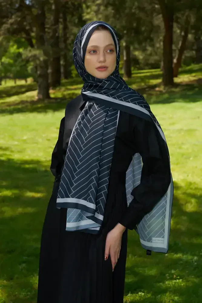 Hyper Zikzak Desen Şal - Siyah - 4