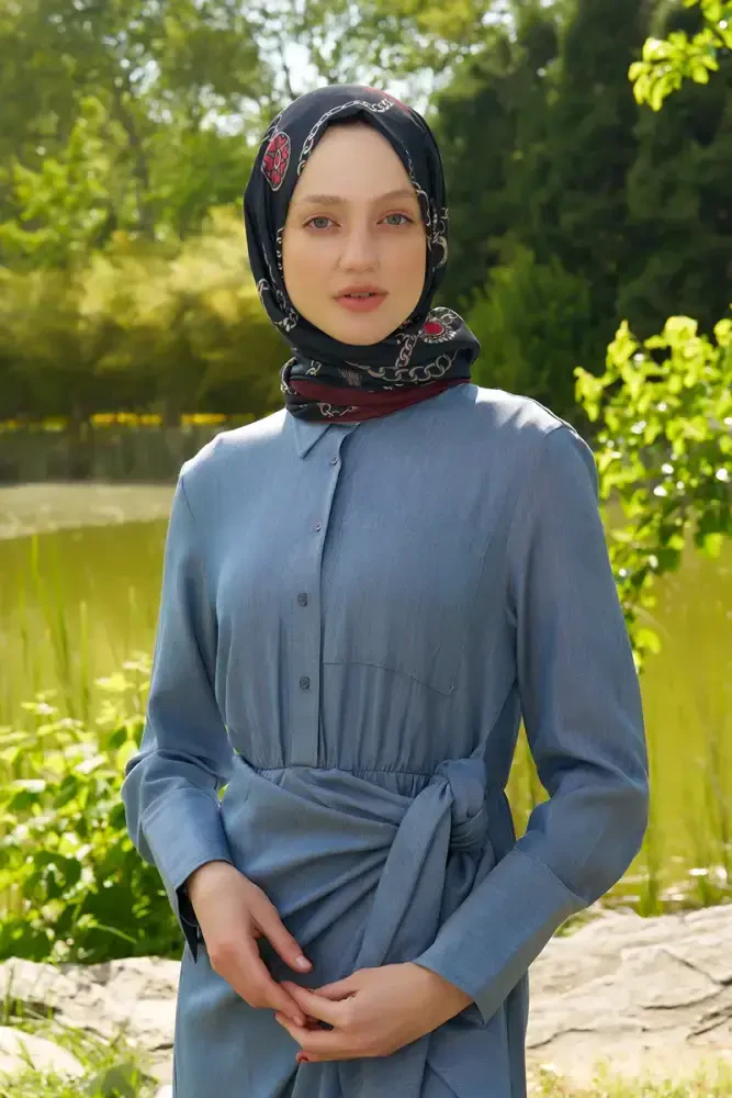 Hyper Zincir Desen Şal - Siyah / Bordo - 1