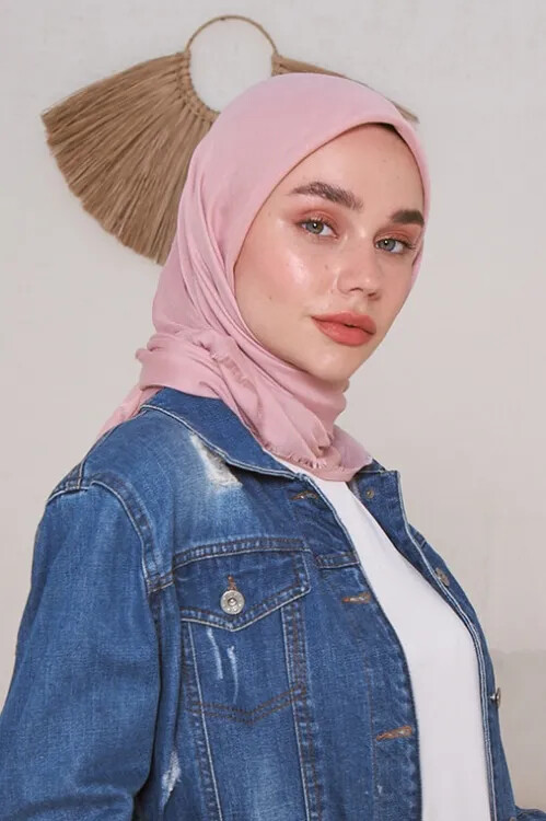 İnce Pamuk Eşarp - Soft Pembe - 1