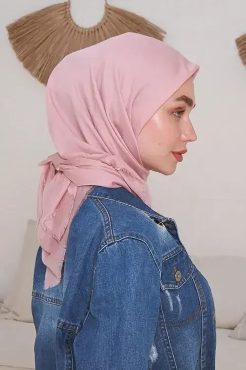 İnce Pamuk Eşarp - Soft Pembe - 2