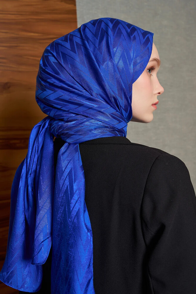 İpeksi Jakar İtalyan Şal Chevron Desen - Saks - 3