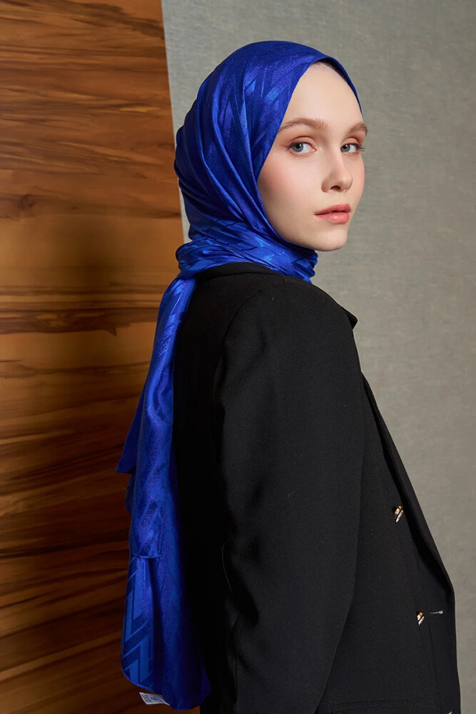 İpeksi Jakar İtalyan Şal Chevron Desen - Saks - MADAME POLO