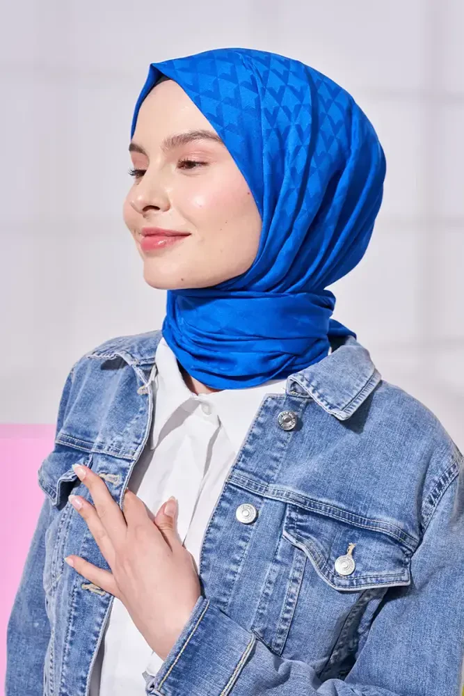 İpeksi Jakar Lara Şal Geometrik Desen - Saks - 1