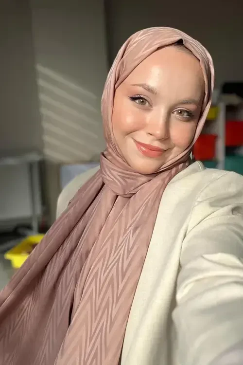 İpeksi Jakar Lisa Şal Zikzak Desen - Bronz 