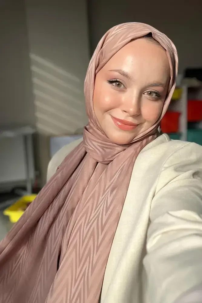 İpeksi Jakar Lisa Şal Zikzak Desen - Bronz - MADAME POLO