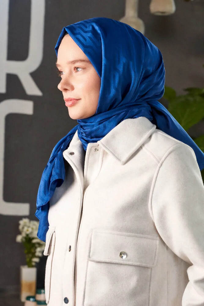 İpeksi Jakar Lisa Şal Fuzz Desen - İndigo - MADAME POLO