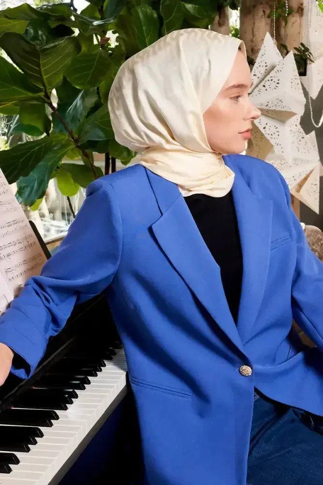 İpeksi Jakar Lisa Şal Fuzz Desen - Krem - 4