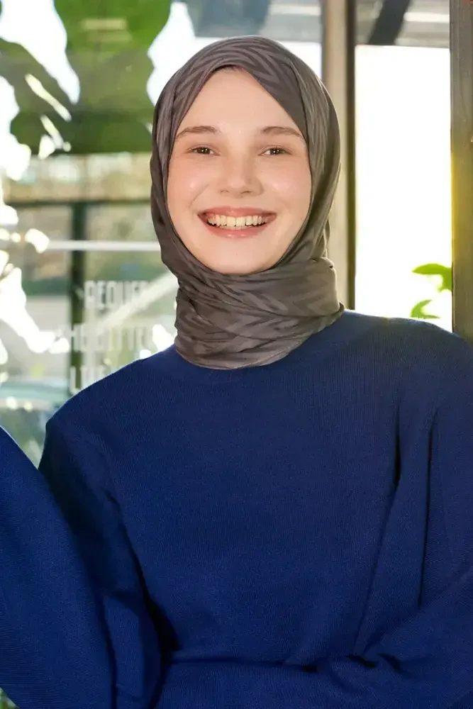 İpeksi Jakar Lisa Şal Zikzak Desen - Füme - 4