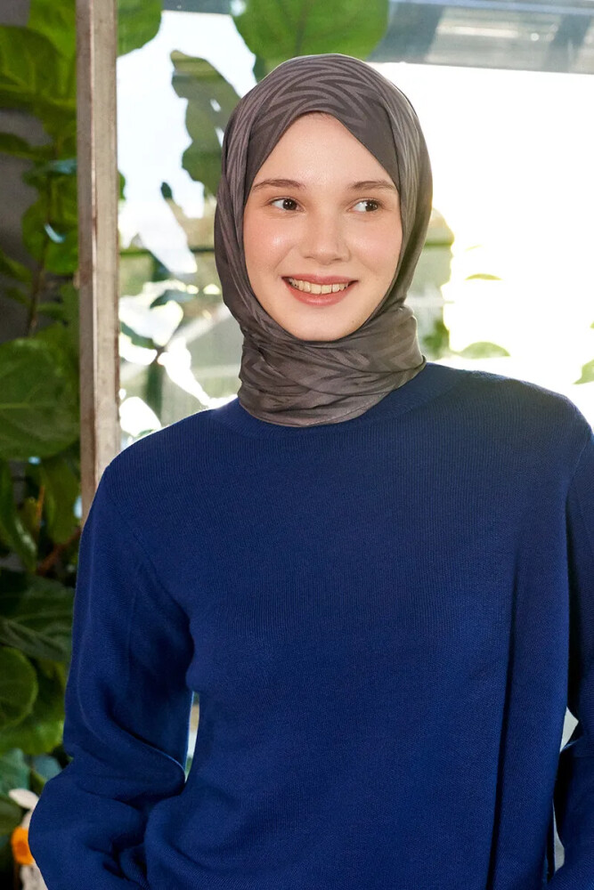 İpeksi Jakar Lisa Şal Zikzak Desen - Füme - 2