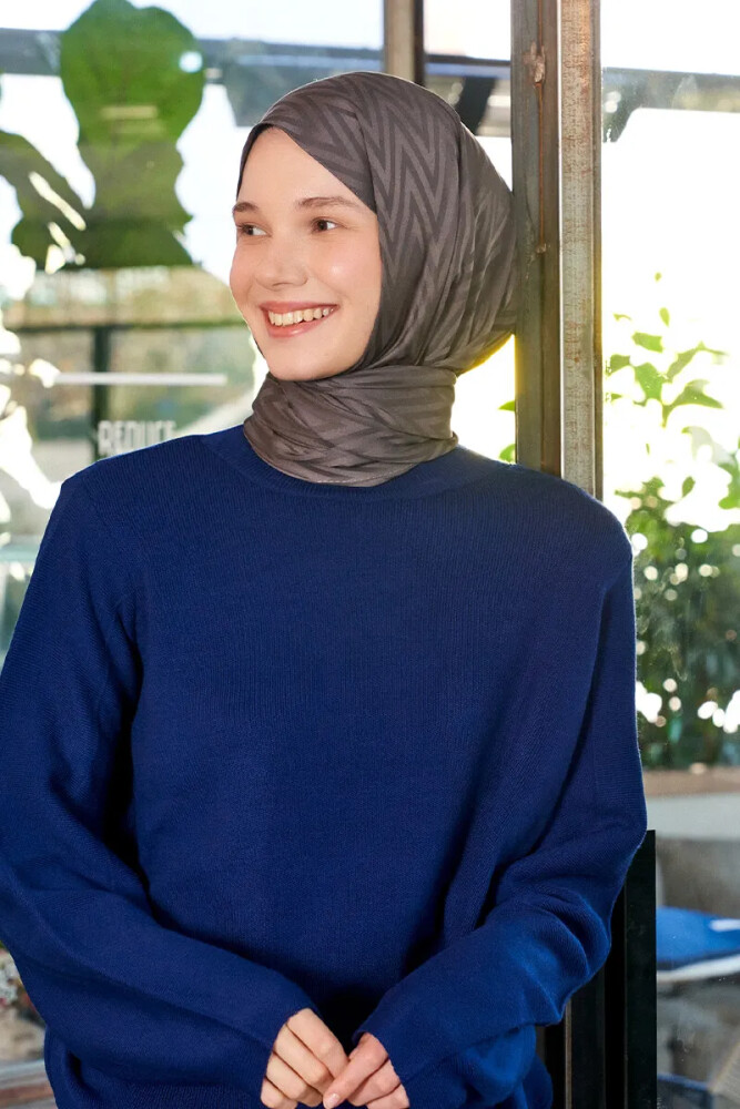 İpeksi Jakar Lisa Şal Zikzak Desen - Füme - 3