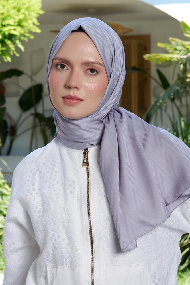 İpeksi Jakar Lisa Şal Zikzak Desen - Gri - 1