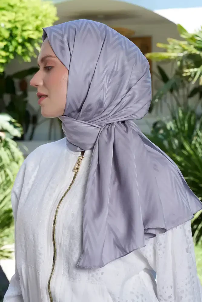 İpeksi Jakar Lisa Şal Zikzak Desen - Gri - 4