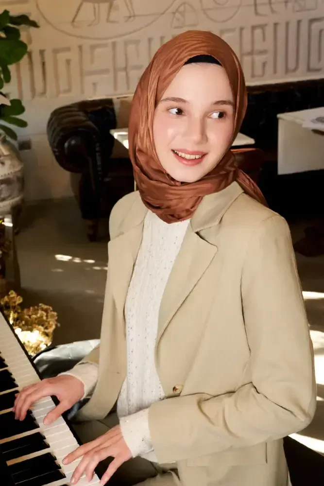 İpeksi Jakar Lisa Şal Zikzak Desen - Kahverengi - 4