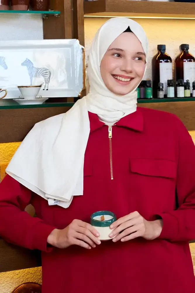 İpeksi Jakar Lisa Şal Zikzak Desen - Kırık Beyaz - 4