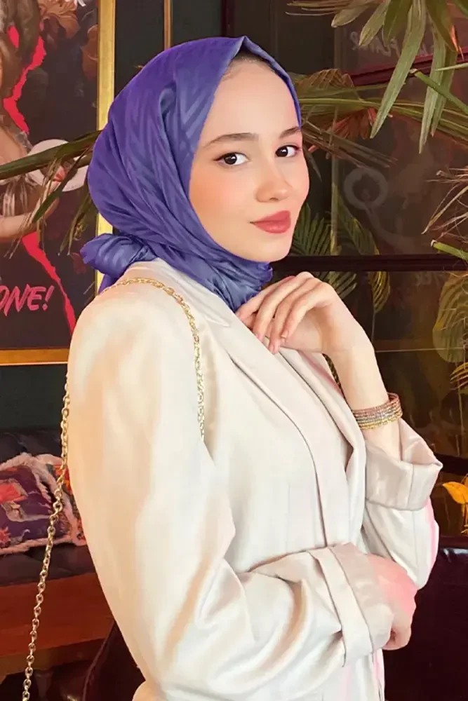 İpeksi Jakar Lisa Şal Zikzak Desen - Mor - MADAME POLO