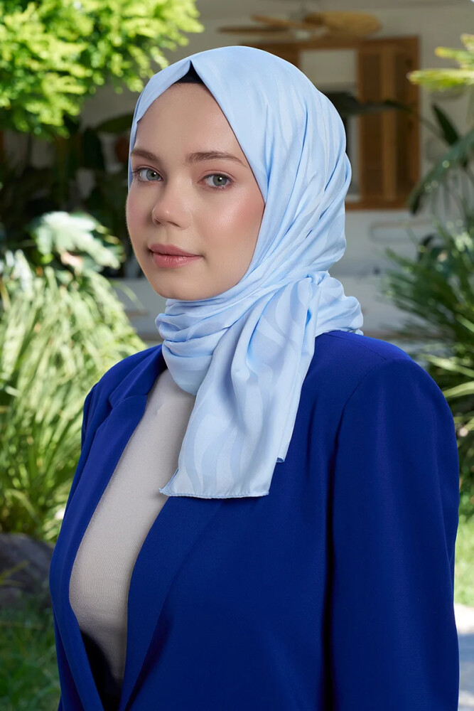 İpeksi Jakar Nova Şal Dalga Desen - Soft Mavi - MADAME POLO