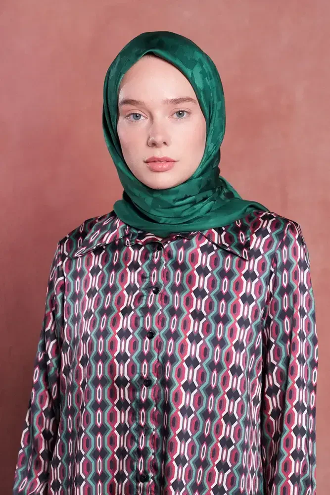 İpeksi Jakar Safir Eşarp Kazayağı Desen - Benetton - 1