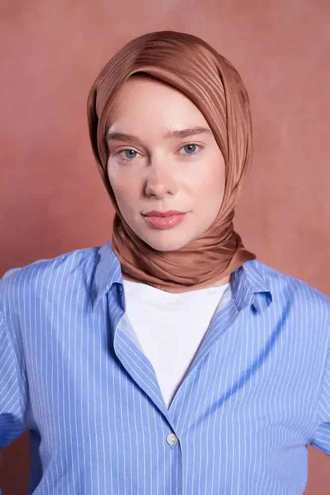 İpeksi Jakar Safir Eşarp Zebra Desen - Kahverengi - 3