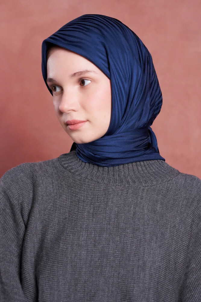 İpeksi Jakar Safir Eşarp Zebra Desen - Lacivert - 1