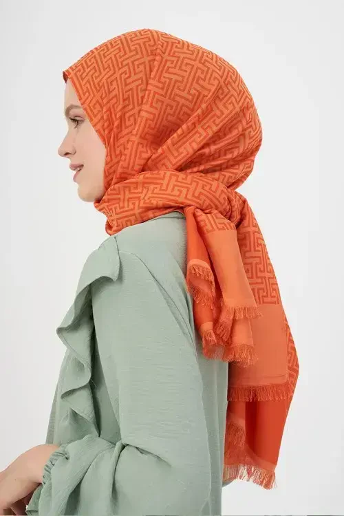 Jakar Laby Desen Şal - Orange - 2