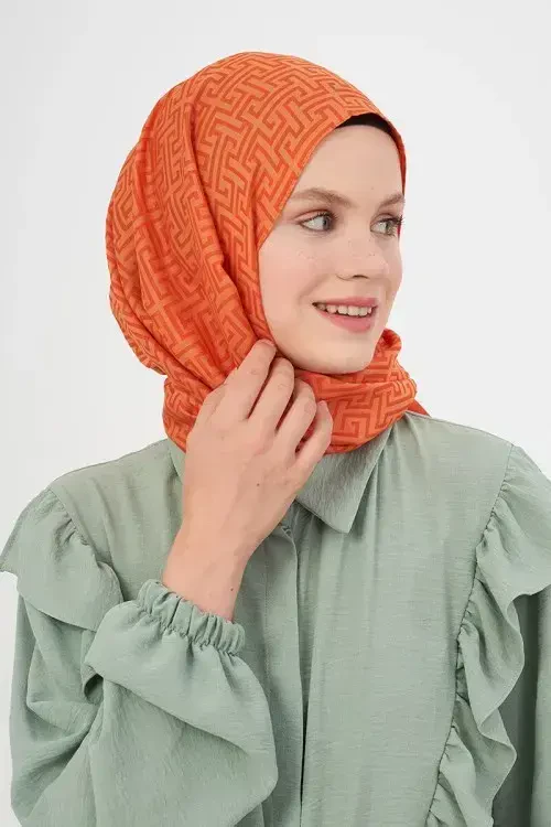 Jakar Laby Desen Şal - Orange - 3
