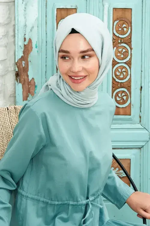 Jakar Pamuk Şal / Botanik Desen - Turkuaz Mavisi - 4