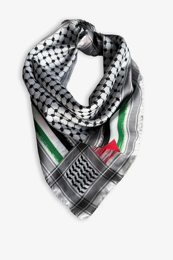 Kefiye Desen Filistin Bayrak Puşi Fular - 3