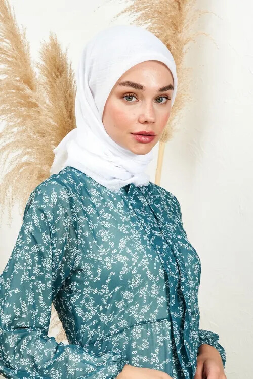 Keten Vual Eşarp - Beyaz - 2