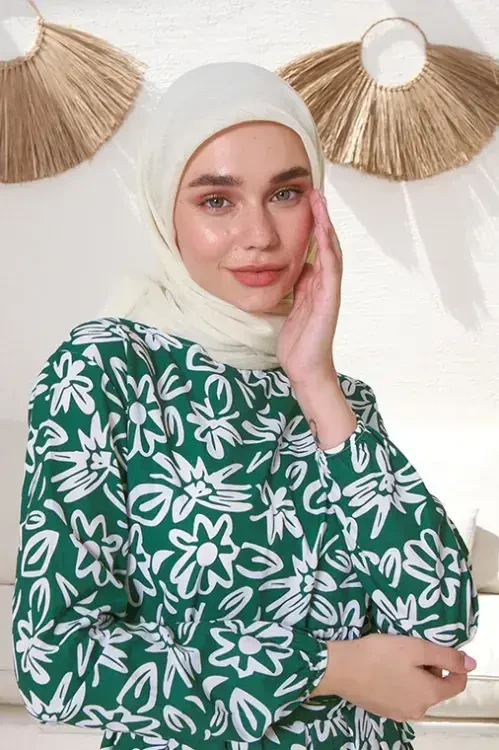 Keten Vual Eşarp - Krem - 2