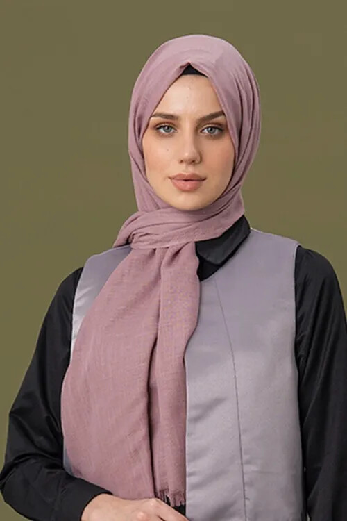 Keten Vual Şal - Pembe - 3