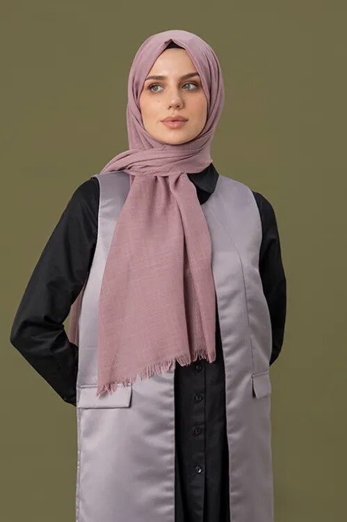 Keten Vual Şal - Pembe - 2