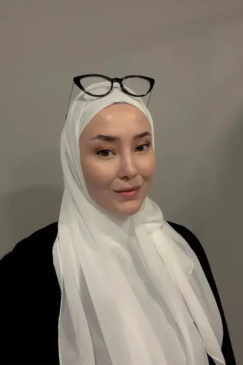 Krep Şifon Şal - Beyaz 