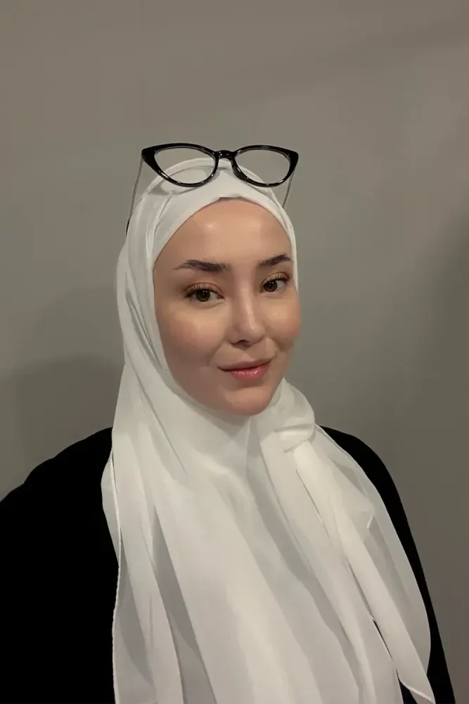 Krep Şifon Şal - Beyaz - MADAME POLO