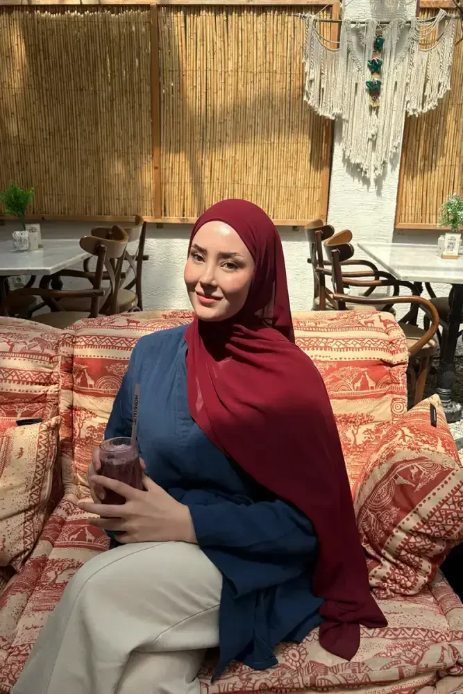 Krep Şifon Şal - Bordo - MADAME POLO