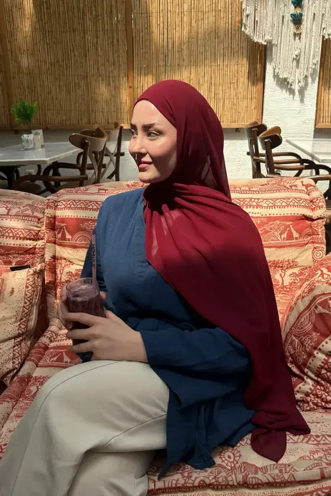 Krep Şifon Şal - Bordo - MADAME POLO