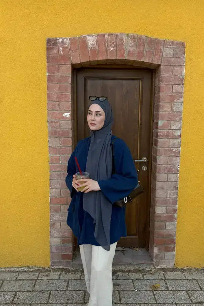 Krep Şifon Şal - Füme - MADAME POLO