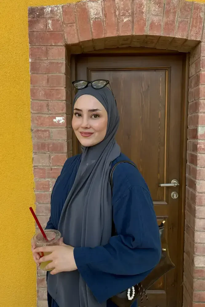 Krep Şifon Şal - Füme - MADAME POLO