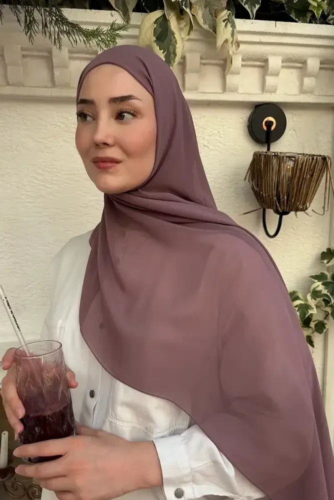 Krep Şifon Şal - Gül Kurusu - 3