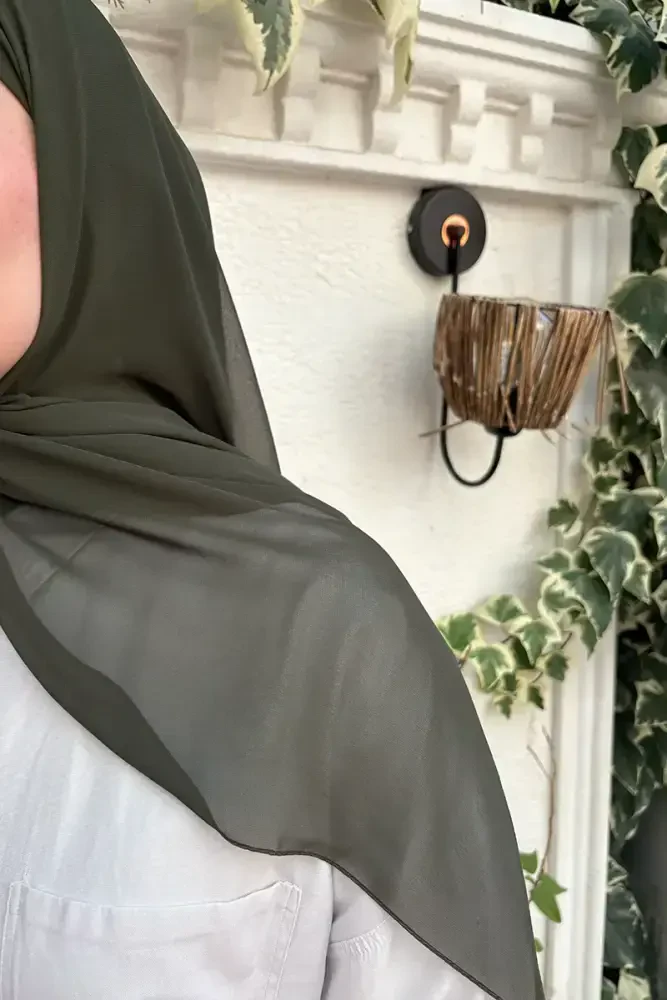 Krep Şifon Şal - Haki - 4