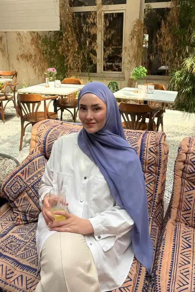 Krep Şifon Şal - Leylak - MADAME POLO