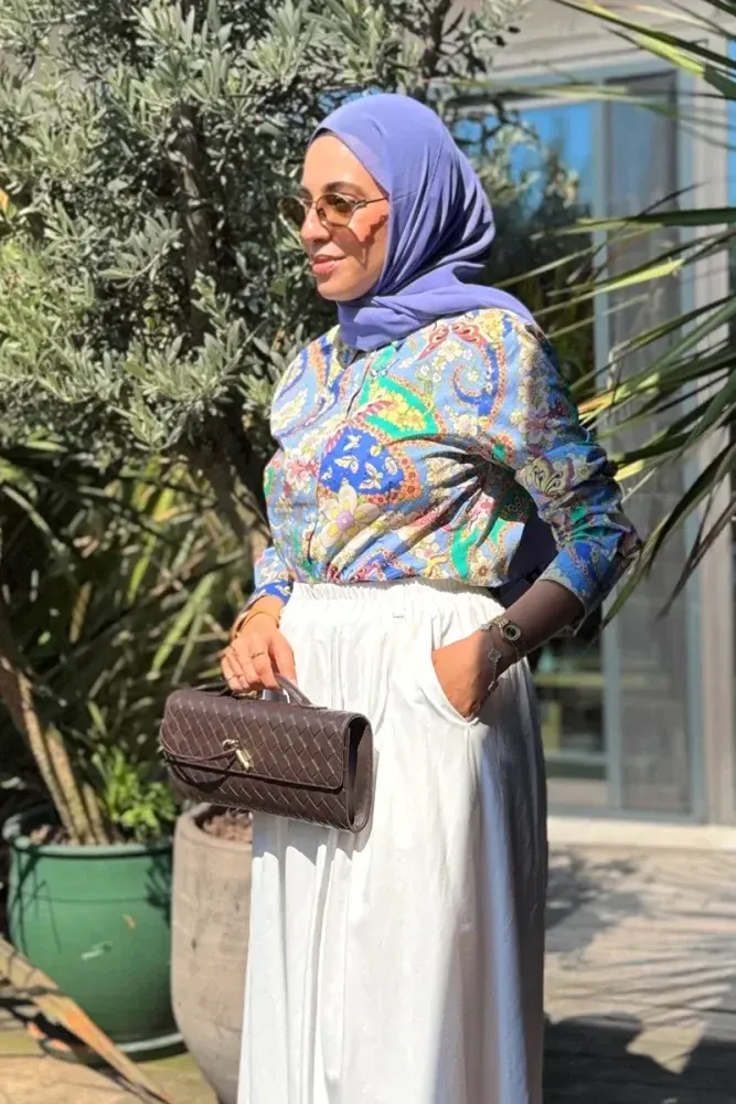 Krep Şifon Şal - Leylak - MADAME POLO