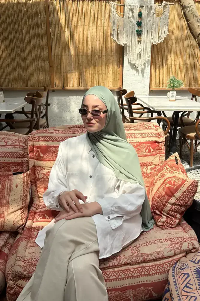 Krep Şifon Şal - Mint - MADAME POLO