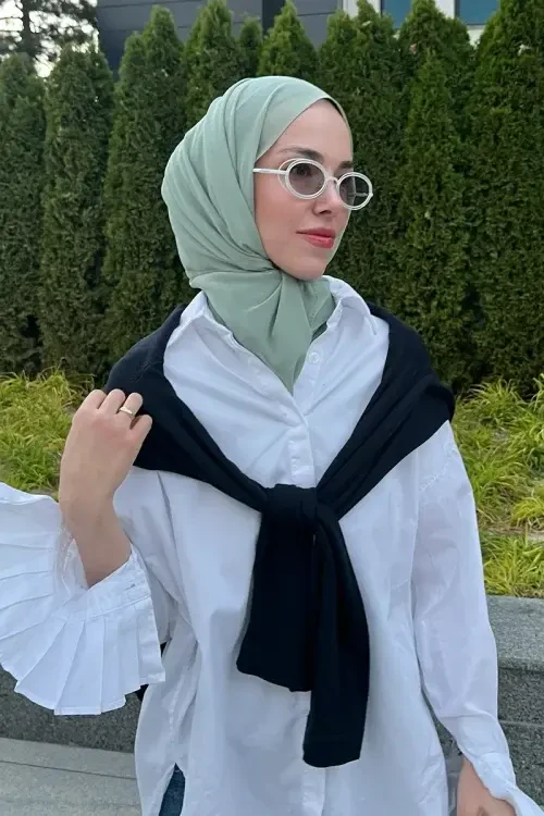 Krep Şifon Şal - Mint 