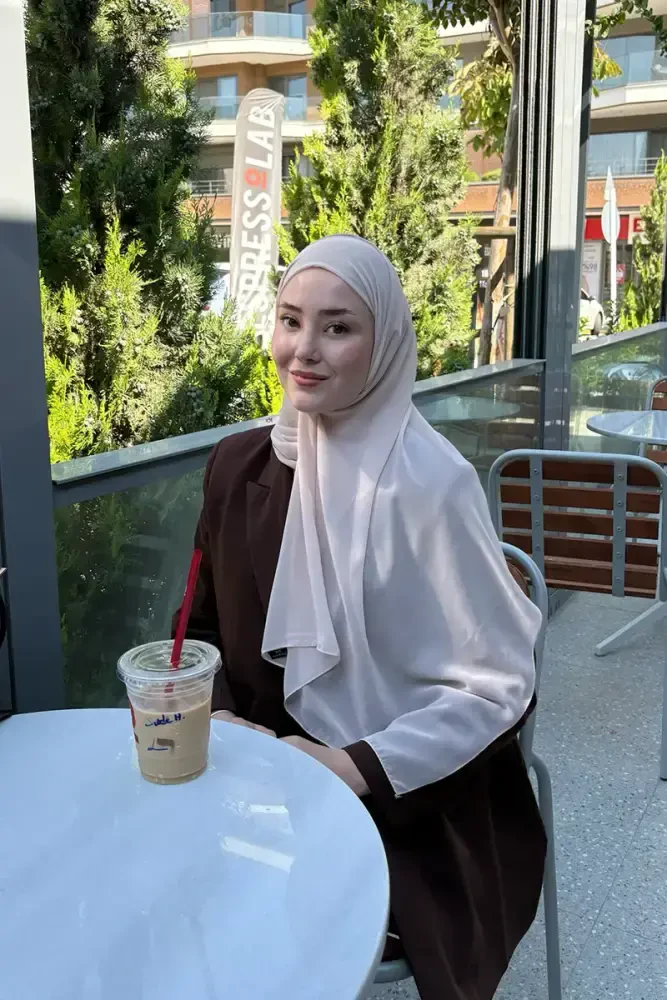 Krep Şifon Şal - Pudra - MADAME POLO