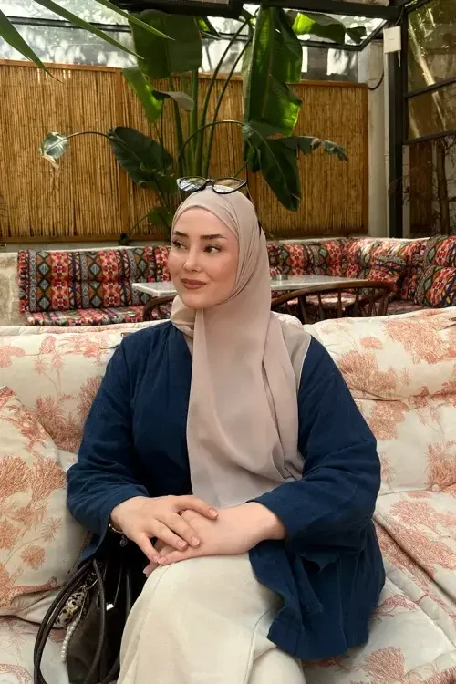 Krep Şifon Şal - Vizon 