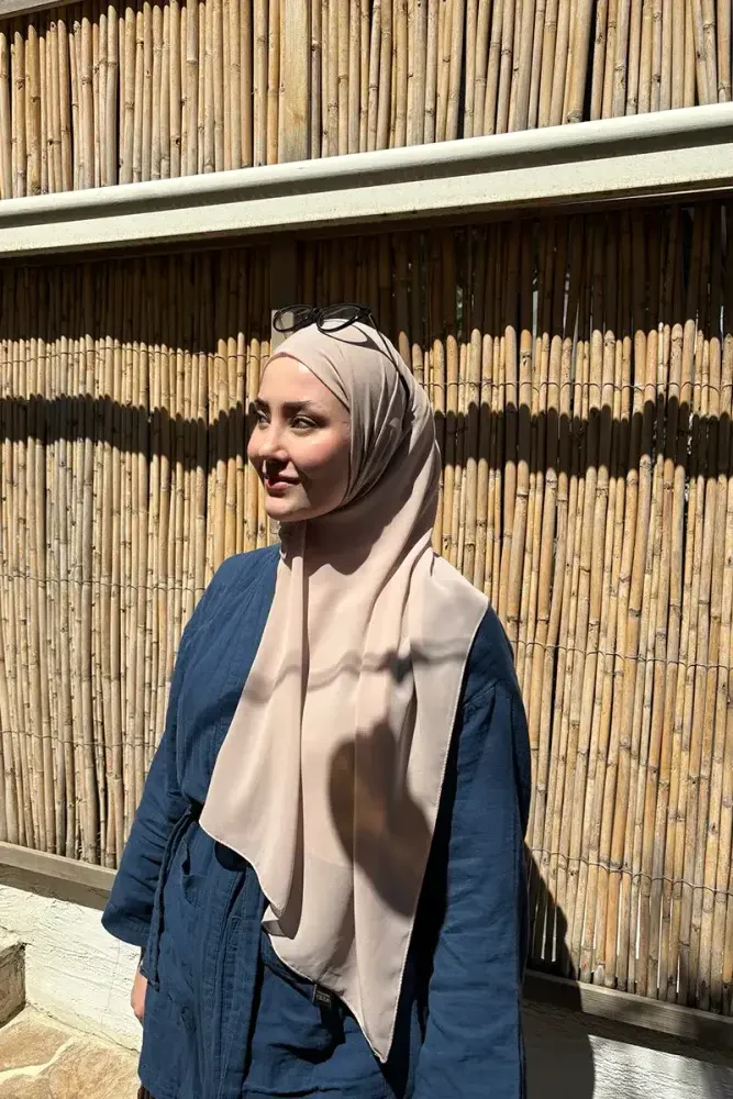 Krep Şifon Şal - Vizon - MADAME POLO